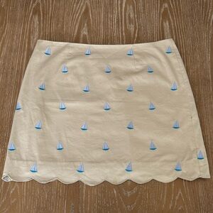 Lilly Pulitzer Cream Skirt with Blue Sailboats